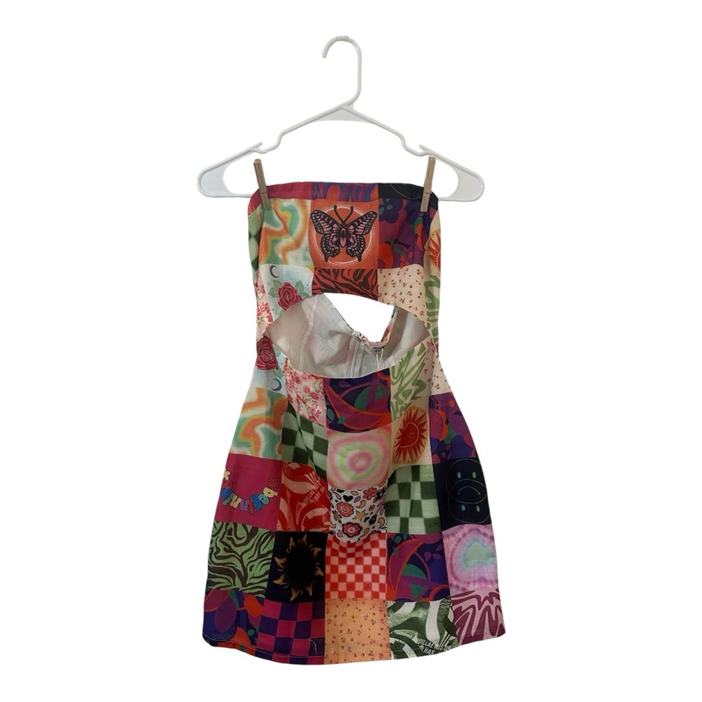 Beginning Boutique Colorful Patchwork Y2K Mini Dress